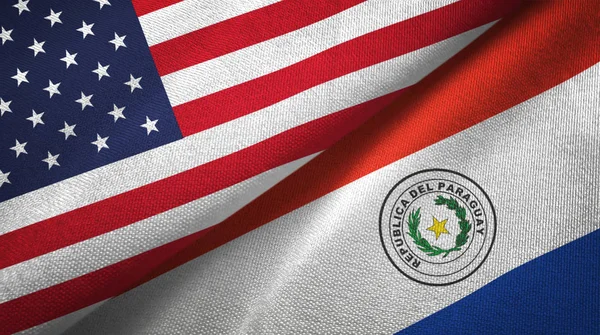 Stati Uniti Paraguay Bandiere Insieme Tessuto Tessitura Tessuto — Foto Stock