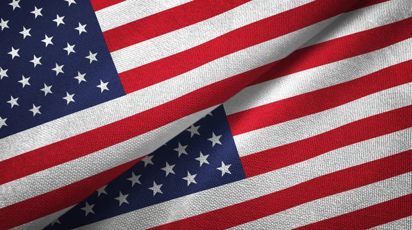 United States and United States flags together textile cloth, fabric texture