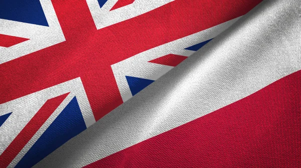 Storbritannien Och Polen Flaggor Grupp Förbindelserna Textil Duk Tyg Textur — Stockfoto
