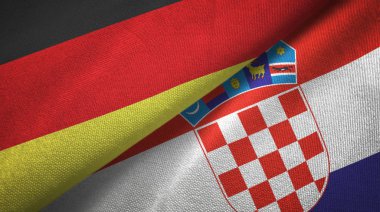 Almanya ve Hırvatistan bayrakları birlikte ilişkiler tekstil kumaş, kumaş doku