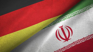 Almanya ve Iran bayrakları birlikte ilişkiler tekstil kumaş, kumaş doku