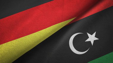 Almanya ve Libya bayrakları birlikte ilişkiler tekstil kumaş, kumaş doku