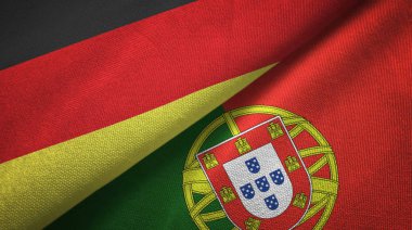 Portekiz ve Almanya bayrakları birlikte ilişkiler tekstil kumaş, kumaş doku