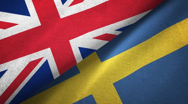 Regno Unito Svezia Bandiere Insieme Relazioni Stoffa Tessile Tessitura Tessuto — Foto Stock