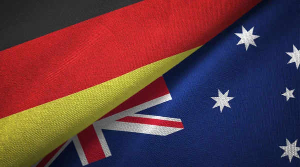 Alemania Australia Banderas Juntas Relaciones Tela Textil Textura Tela — Foto de Stock