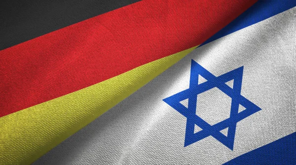 Germany and Israel flags together relations textile cloth, fabric texture