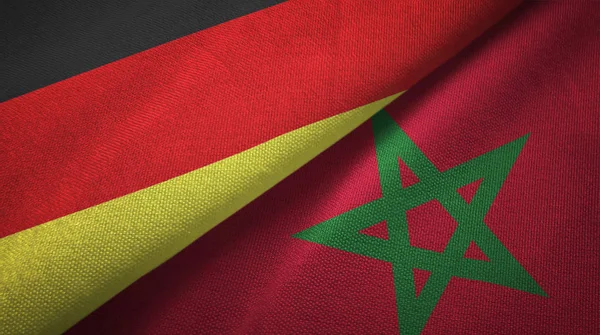 Duitsland Marokko Vlaggen Samen Betrekkingen Textiel Doek Stof Textuur — Stockfoto