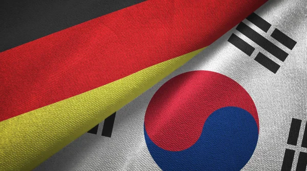 Německo Jižní Korea Příznaky Dohromady Vztahy Textilní Tkaniny Textilie Textura — Stock fotografie