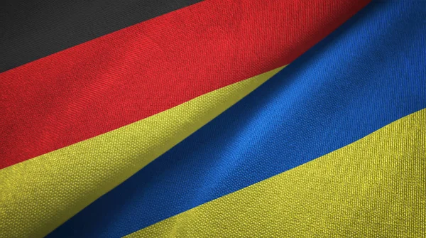 Germania Ucraina Bandiere Insieme Relazioni Stoffa Tessile Tessitura Tessuto — Foto Stock