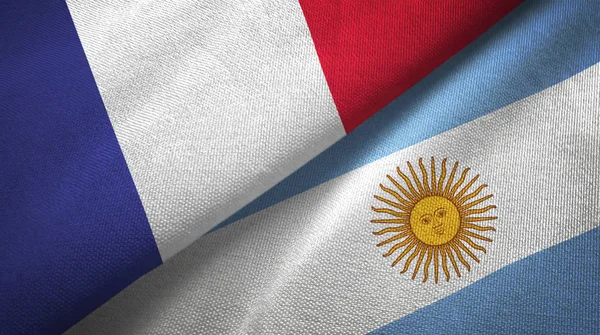 Frankrike Och Argentinska Flaggor Grupp Förbindelserna Textil Duk Tyg Textur — Stockfoto