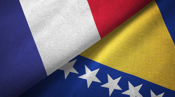 Francia Bosnia Herzegovina Banderas Juntas Relaciones Tela Textil Textura Tela — Foto de Stock