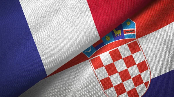 フランス クロアチア フラグ一緒に関係繊維布 生地のテクスチャ — ストック写真