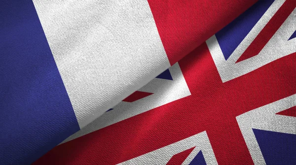 Francia Reino Unido Banderas Juntas Relaciones Tela Textil Textura Tela — Foto de Stock