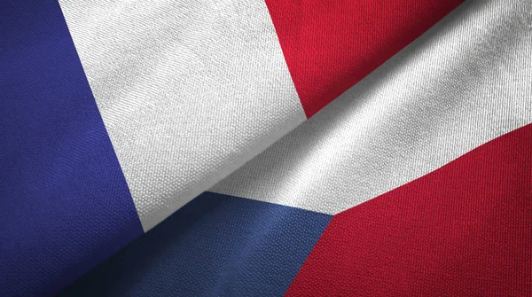 Francia Repubblica Ceca Bandiere Insieme Relazioni Stoffa Tessile Tessitura Tessuto — Foto Stock