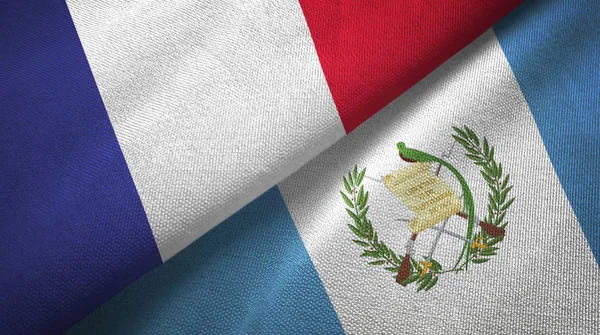 Франції Гватемали Прапори Разом Відносин Текстильна Тканина Текстура Тканини — стокове фото