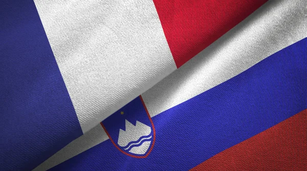França Eslovénia Bandeiras Conjunto Relações Têxteis Pano Textura Tecido — Fotografia de Stock