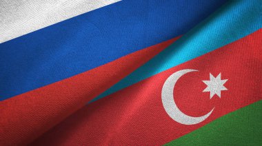 Rusya ve Azerbaycan bayrakları birlikte ilişkiler tekstil kumaş, kumaş doku