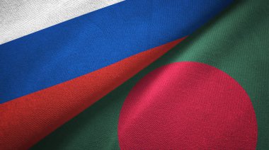 Rusya ve Bangladeş bayrakları birlikte ilişkiler tekstil kumaş, kumaş doku