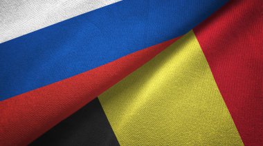 Rusya ve Belçika bayrakları birlikte ilişkiler tekstil kumaş, kumaş doku