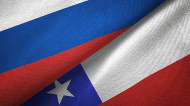 Rusya ve Şili Bayrakları birlikte ilişkiler tekstil kumaş, kumaş doku