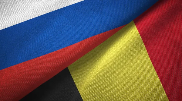 Rusya ve Belçika bayrakları birlikte ilişkiler tekstil kumaş, kumaş doku