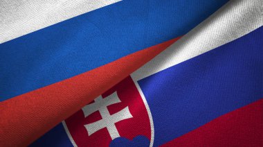 Rusya ve Slovakya bayrakları birlikte ilişkiler tekstil kumaş, kumaş doku
