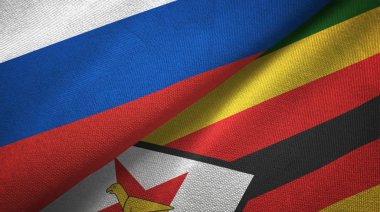 Rusya ve Zimbabwe bayrakları birlikte ilişkiler tekstil kumaş, kumaş doku