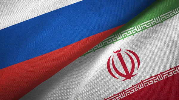Rusya ve Iran bayrakları birlikte ilişkiler tekstil kumaş, kumaş doku
