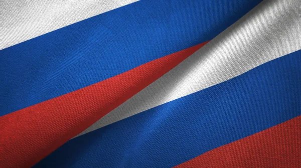 Rusya Rusya Bayrakları Birlikte Ilişkiler Tekstil Kumaş Kumaş Doku — Stok fotoğraf