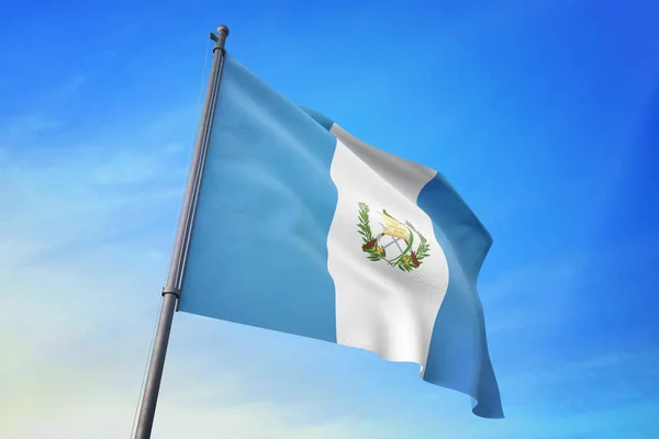 Flaga Gwatemali Błękitne Niebo Wiatr — Zdjęcie stockowe