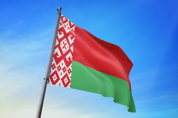 Belarus Flag Waving Blue Sky Wind — Stock Photo, Image