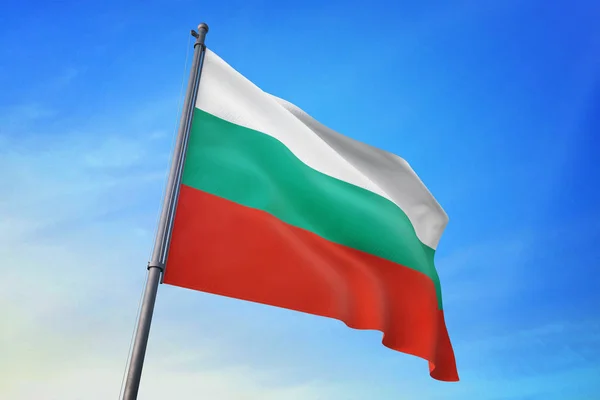 Bulgarije Vlag Zwaaien Blauwe Lucht Wind — Stockfoto