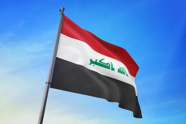 Irak Flagga Vajande Den Blå Himlen Vinden — Stockfoto