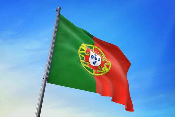 Portugal Flag Waving Blue Sky Wind — Stock Photo, Image