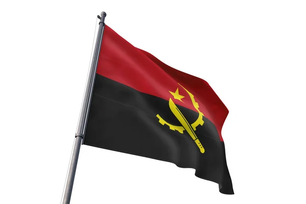 Bandeira Angola Acenando Fundo Branco Isolado Vento — Fotografia de Stock