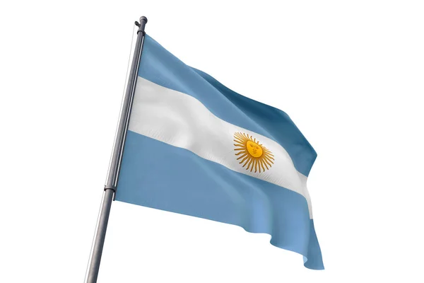 Argentina Flag Waving Isolated White Background Wind — Stock Photo, Image