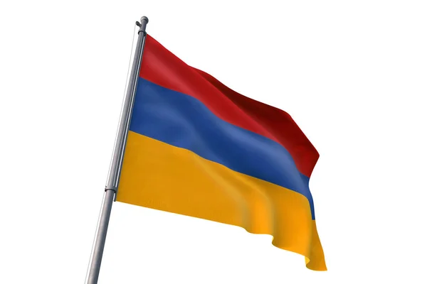 Armenië Vlag Zwaaien Geïsoleerde Witte Achtergrond Wind — Stockfoto