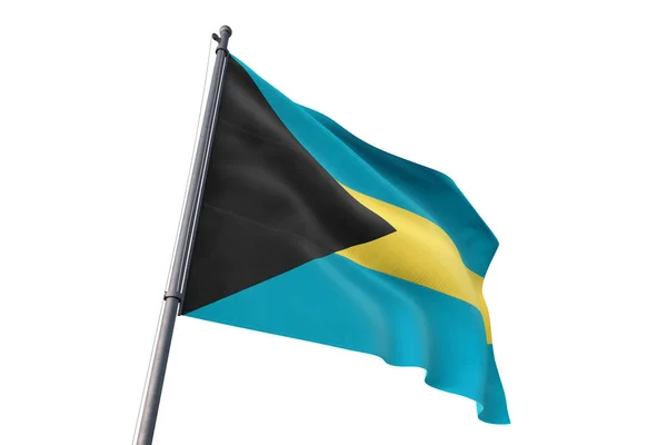 巴哈马国旗挥舞着孤立的白色背景在风 — 图库照片