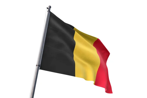 Belgio Bandiera Sventola Isolato Sfondo Bianco Sul Vento — Foto Stock