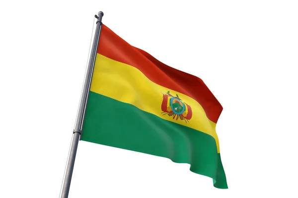 Bandera Bolivia Ondeando Fondo Blanco Aislado Viento — Foto de Stock