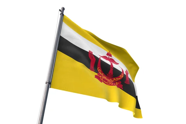 Brunei Darussalam Bandeira Acenando Isolado Fundo Branco Vento — Fotografia de Stock