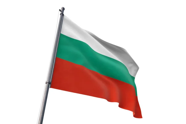 Bulgarije Vlag Zwaaien Geïsoleerde Witte Achtergrond Wind — Stockfoto