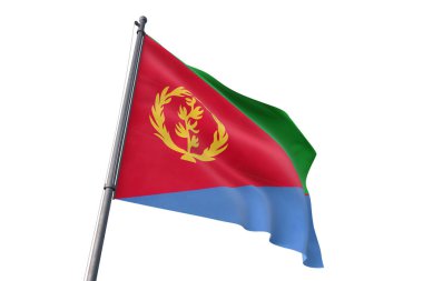 Eritre rüzgarda dalgalanan izole beyaz arka plan bayrak