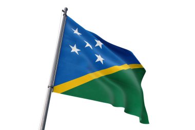 Solomon Adaları rüzgarda dalgalanan izole beyaz arka plan bayrak