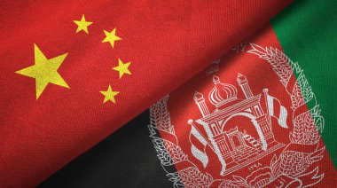 Çin ve Afganistan bayrakları birlikte ilişkiler tekstil kumaş, kumaş doku