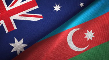 Avustralya ve Azerbaycan bayrakları birlikte ilişkiler tekstil kumaş, kumaş doku