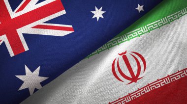 Avustralya ve Iran bayrakları birlikte ilişkiler tekstil kumaş, kumaş doku