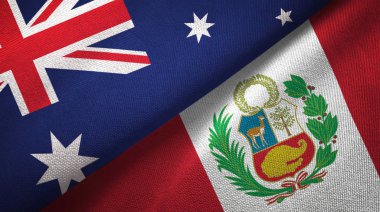 Avustralya ve Peru bayrakları birlikte ilişkiler tekstil kumaş, kumaş doku