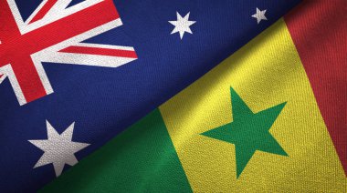 Avustralya ve Senegal bayrakları birlikte ilişkiler tekstil kumaş, kumaş doku