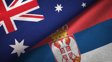 Avustralya ve Sırbistan bayrakları birlikte ilişkiler tekstil kumaş, kumaş doku